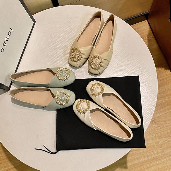 

grape mother studiolee~ flat shoes spring and autumn style versatile gentle wind soft leather shallow mouth low heel square head single, Black