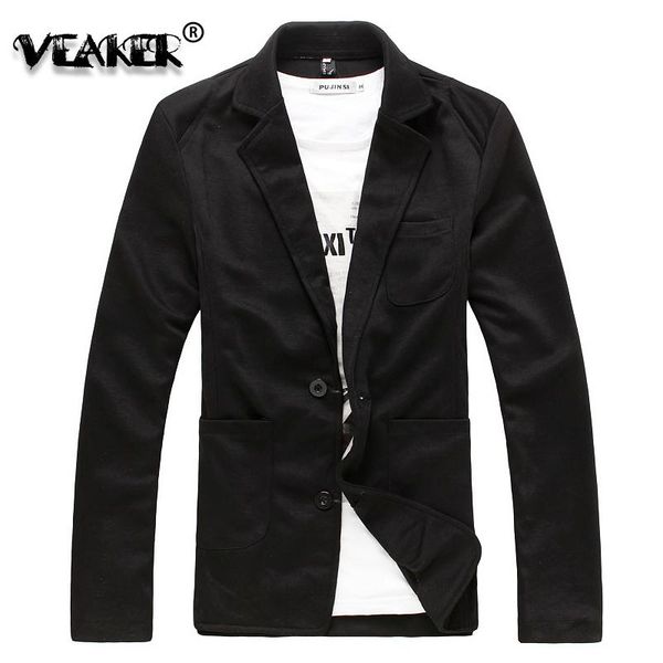 

autumn men's casual knitted suit blazer male slim jackets business clothes black/grey 2xl suits & blazers, White;black