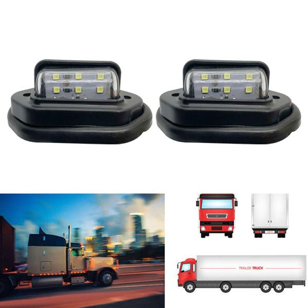 

interior&external lights 2pcs 12v 24v waterproof 6 leds car license plate light signal tail lamp boat truck trailer suv van caravan ship