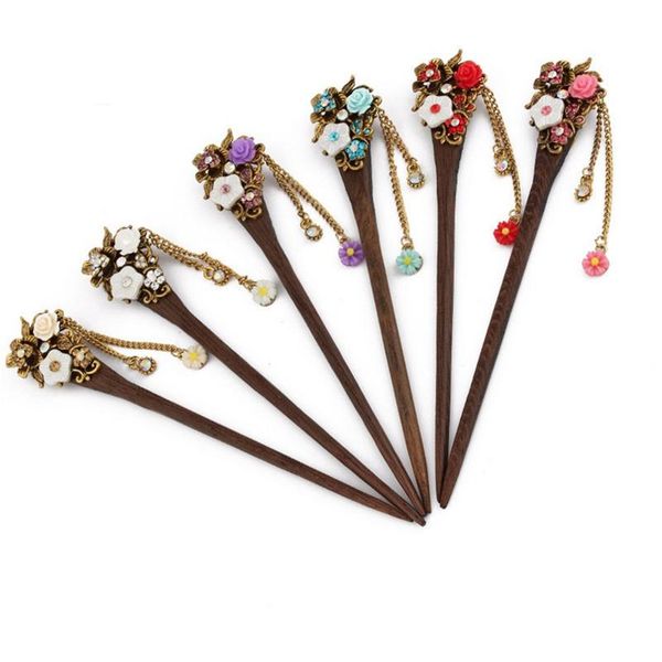 

hair clips & barrettes retro national winds leaf shape natural phoebe zhennan zircon sticks chinese style fashion jewelry for women nmfz-014, Golden;silver