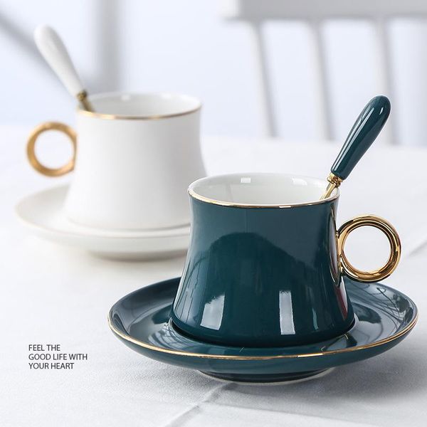 

cups & saucers luxury european coffee cup dish ceramic set simple office gift box