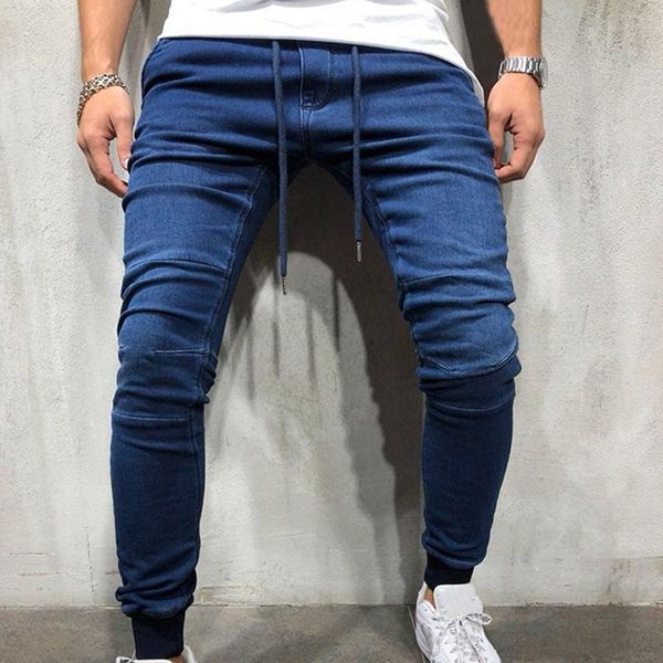 

men's jeans fashion regular blue stretch denim trousers classic men clothing casual male