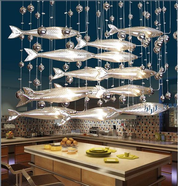 

novel creative crystal glass flying fish chandelier for restaurant living room dining decor chandeliers