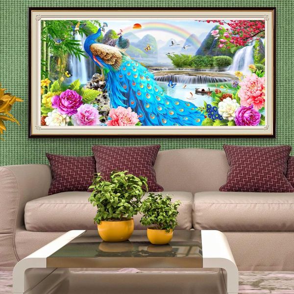 

diamond painting diy natural scenery full round square embroidery peacock picture rhinestone sunset mosaic wall decor