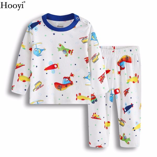 Bebê Pijama Roupas Terno de Algodão Avião Macio Barco Meninos Sleepwear Kid Sleep Conjuntos Long Pajamas Home Roupas Set 210413