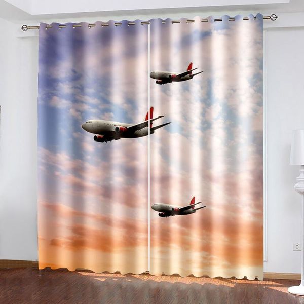 

curtain & drapes airplane blackout curtains mid-air sky aircraft transportation theme window living room bedroom drapes(2 panels)