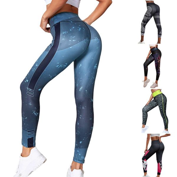 

tie dye leggings sport women fitness high waist yoga pants colorful sports tights running workout gym clothing 2022, Black