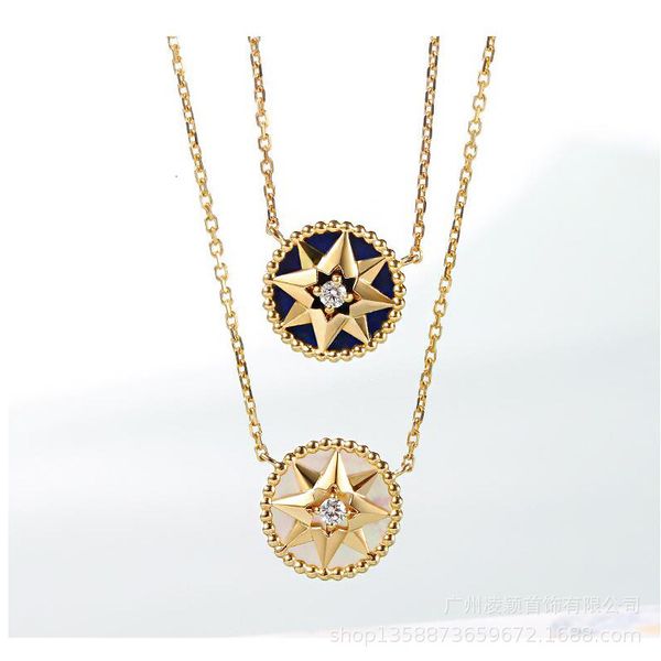 

2018 d home 925 sterling silver full diamond star compass necklace female simple clavicle chain same suit
