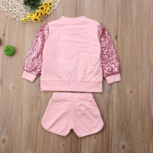 

xmas causal autumn sequins zipper coat toddler kid baby girl outfits clothes 2pcs pink jacket shorts sets, White