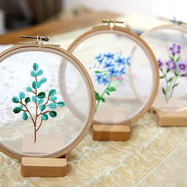 

other arts and crafts diy flower transparent embroidery kit with hoop for beginner needlework handmade cross stitch sewing painting home dec