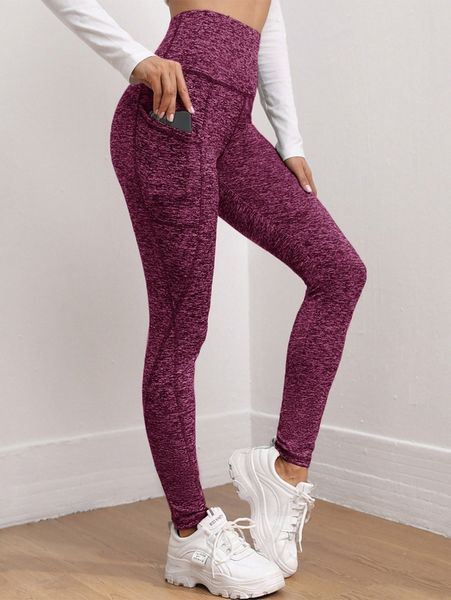 

wide waistband contrast stitch slant pocket leggings q2y2#, Black