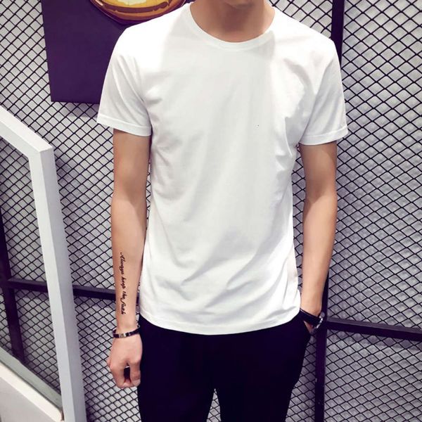 

summer men's white t short sleeve t-shirt solid color backing shirt blank advertising transfer printing, White;black