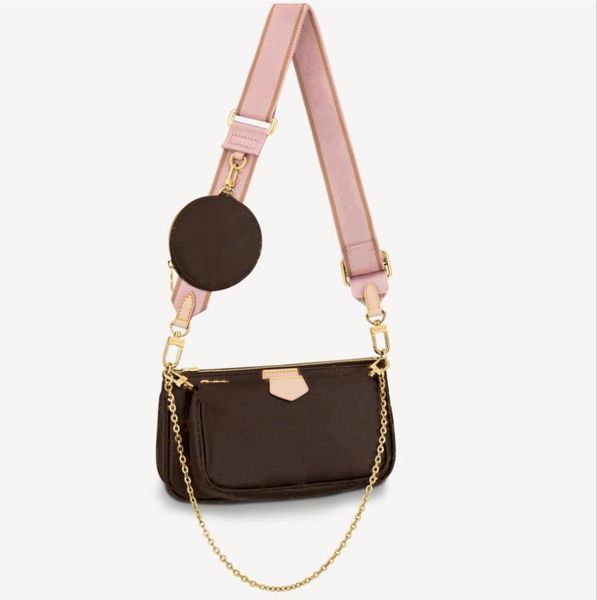 

women canvas cross-body bags multi accessoires zipper gold-tone chain adjustable jacquard strap designer lady round coin purse pochette bag