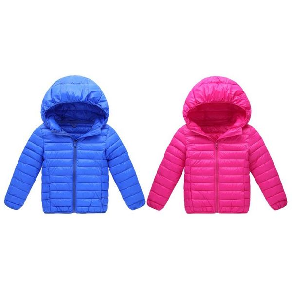 

down coat light and thin winter hooded for children parkas kids, Blue;gray
