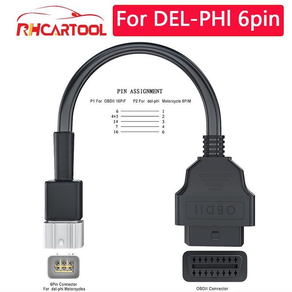 

diagnostic tools obd2 extension cable for motorcycle motobike moto del-phi 6pin to 16pin connector