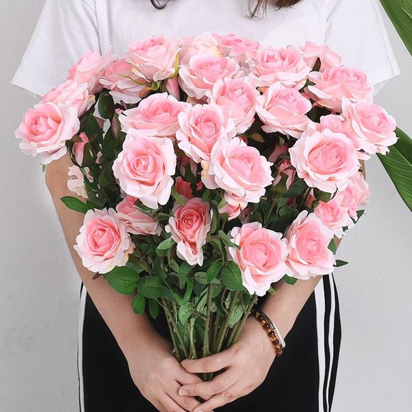 

simulation single touch roses flowers silk flower artificial wedding arrangement living room table garden decoration decorative & wreaths
