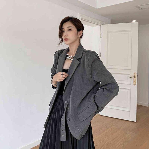 

women's suits & blazers [eam] bumpy gray jacket big size, lapel long sleeve, loose tide, spring fashion 1dc042 ydxq, White;black