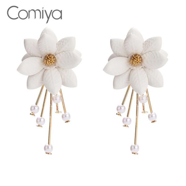 

stud comiya fashion earrings for women white color acrylic decoration wedding jewelry big earring zinc alloy bisuteria wholesale, Golden;silver