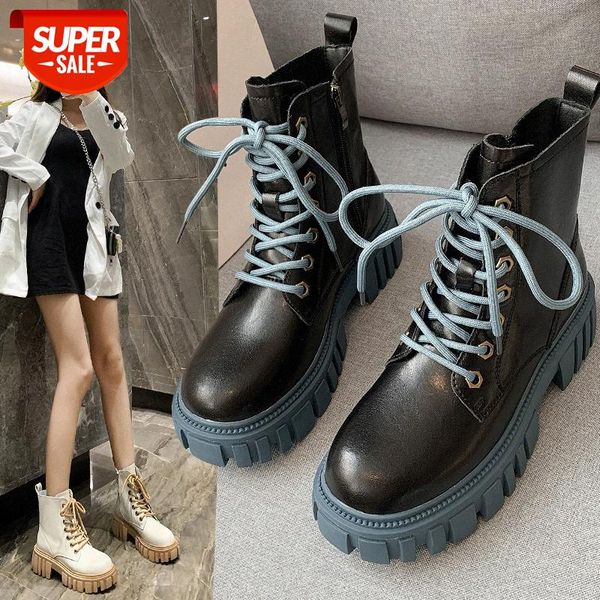 

autumn and winter women's shoes spring england wind tube martin boots round head lace up fashion chelsea #vo05, Black