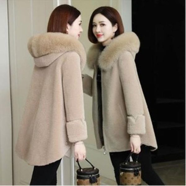 

women's fur & faux winter women coat thick fluffy long sleeve luxury jacket elegant mujer bontjas warm furry shaggy outerwear 2021, Black