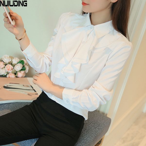 

women's white lace blouse shirts fashion and s long sleeve female elegant 210514
