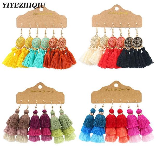 

dangle & chandelier boho ethnic splicing tassel drop earring for women female fringed vintage fashion 2021 earrings sets jewelry accessories, Silver
