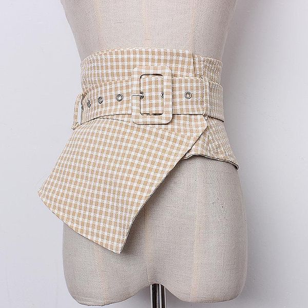 

women's runway fashion plaid cummerbunds female dress corsets waistband belts decoration wide belt tb1735, Black;brown