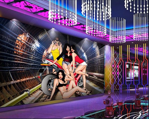 

3d wallpaper custom p mural time tunnel beauty figure motorcycle bar living room home decoration wallpaper for walls in rolls decorative wal