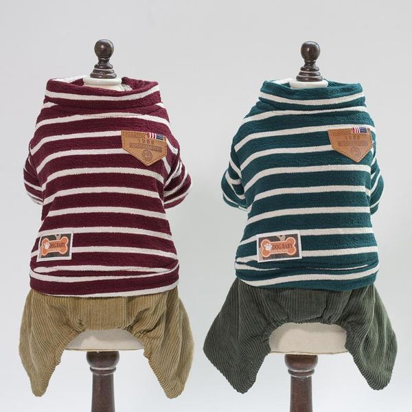 

dog apparel pet clothes british striped cotton padded in autumn and winter