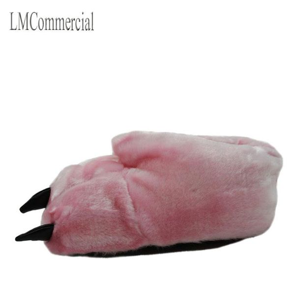 

slippers indoor warm winter home bear claw / leopard bag with fluffy cotton shoes (pink)., Black