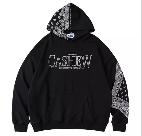 

men's hoodies & sweatshirts autumn and winter men's sweatshirt fashion brand pattern stitching english printing, Black