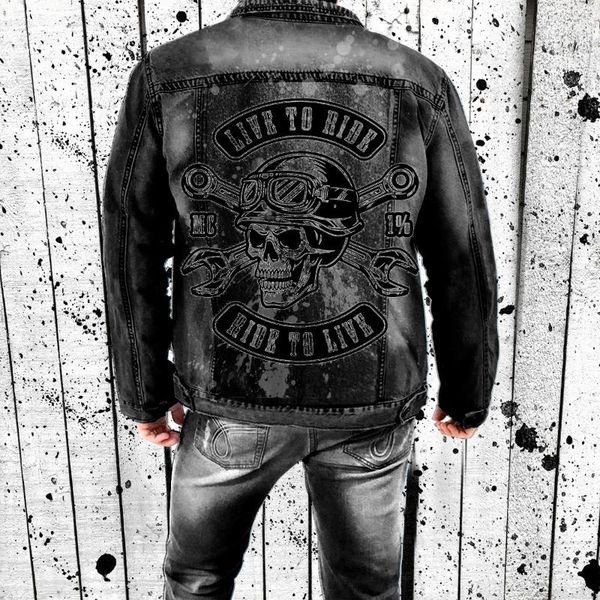 

men's jackets ly fashion denim jacket men retro black skulls embroidery designer ripped cotton coats streetwear hip hop chaqueta, Black;brown