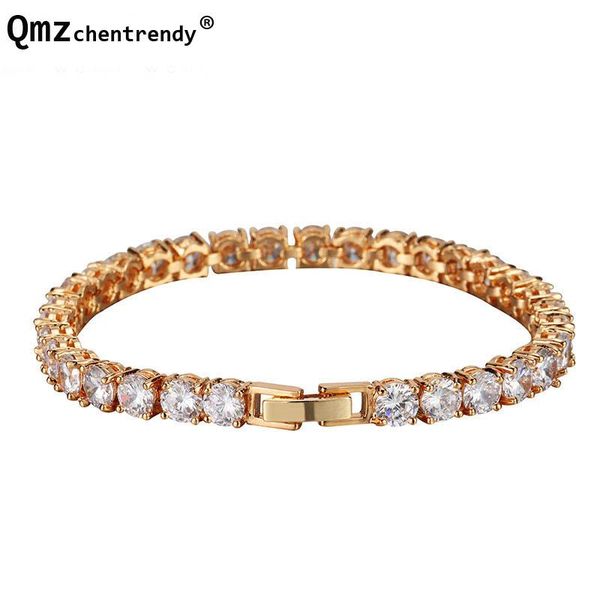

link, chain 2021 lady fashions bling iced out 1 row tennis cubic zirconia bracelet women copper material pulseras mujer, Black