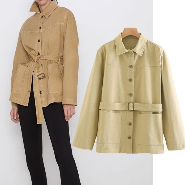 

wool autumn female jacket trench unique-breasted collar lace up long coat streetwear, Black