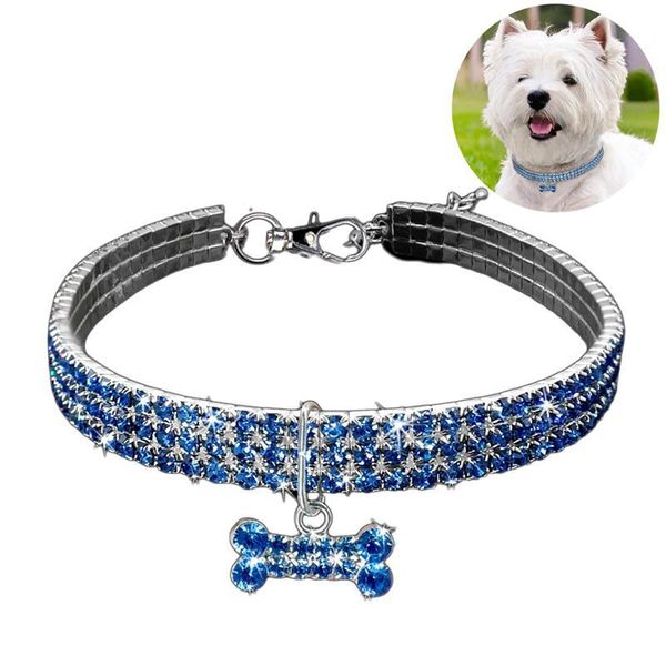 

dog apparel pet collar rhinestone bone elastic necklace decorative accessories for dogs cats