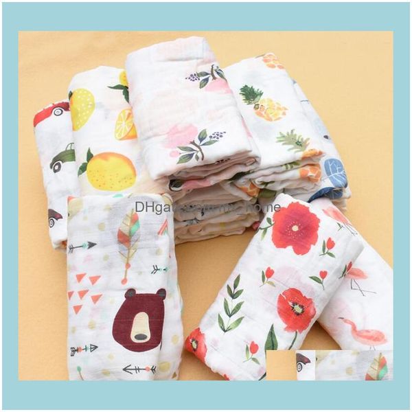 Decken Textilien Home Gardeninfant Decke Atmungsaktive Zitrone Obst Tier Swaddle Weiche Bad Wrap Baby Badezimmer Handtücher Roben Yl698 Drop Del