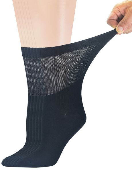 

womens bamboo diabetic crew sos with seamless toe6 pairs size 9-11, Black;white