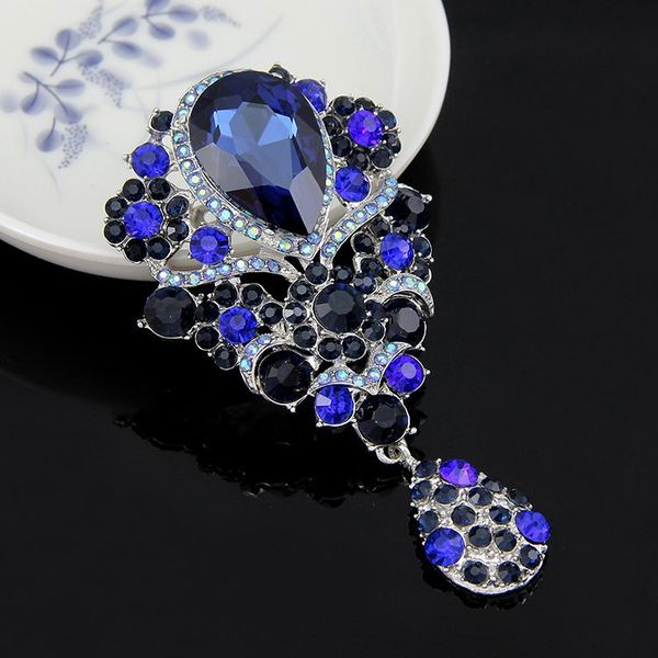 

jewelry crystal water drop brooch diamond corsage buckle business suit brooches for women jewelry, White