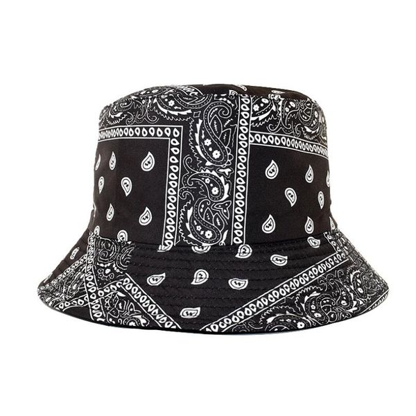 Мода старинные двухсторонние стенги Breim Print Bucket Hats обратимые Femme хип-хоп колпачки мужчин рыбака шляпа