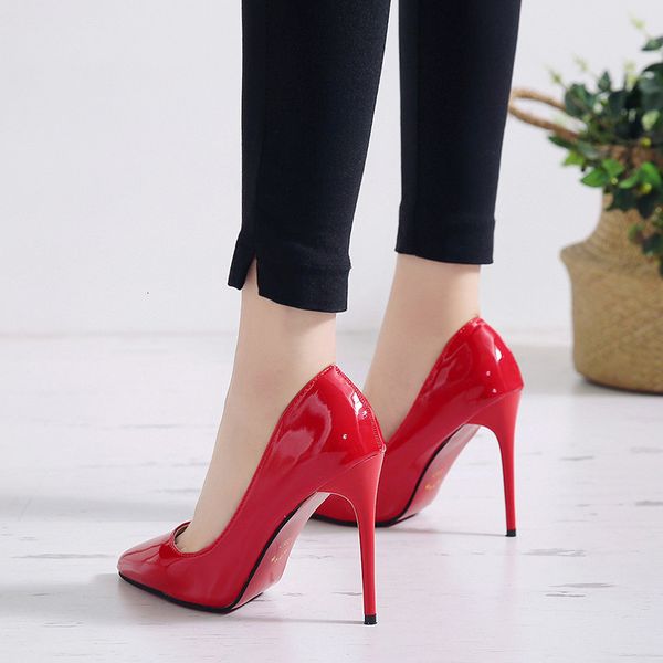 

dress shoes woman pumps in high heels stiletto woman pointed to girly toe party wedding shoes of office lady more size 35-44 czay, Black