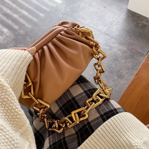 

evening bags elegant female soft crossbody bag 2021 quality leather women's designer handbag vintage metal chain shoulder messenger