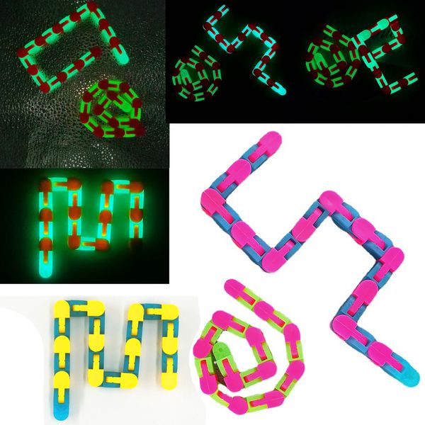 

glow in the dark fidget toys drone chain wacky tracks snap click anti stress party autism snake puzzles classic sensory antistress toy
