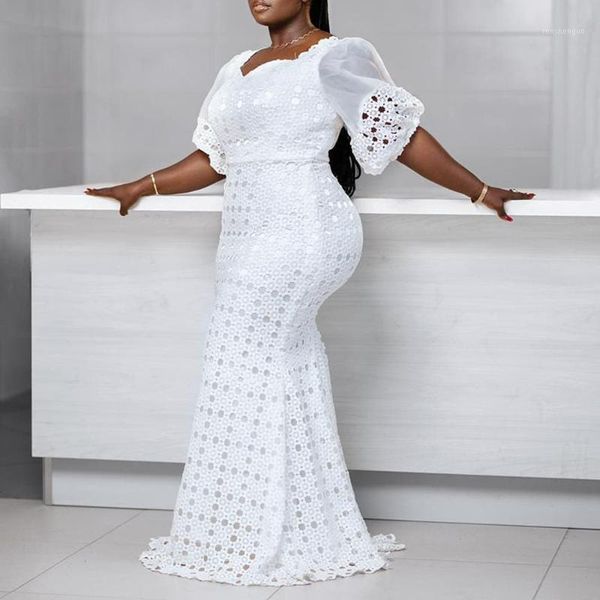 

casual dresses hollow out mermaid summer long maxi robe 2021 african high waist trumpet femme vestiods white elegant party bodycon dres, Black;gray
