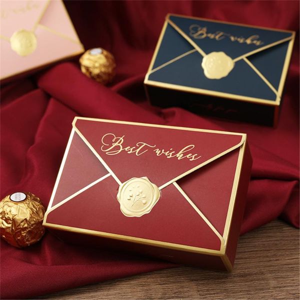 

5pcs/lot simple creative bronzing gift box packaging envelope shape wedding candy bags birthday party cosmetic wrap