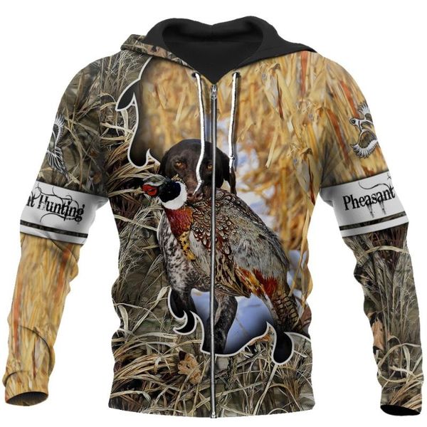 

men's hoodies & sweatshirts hunting duck 3d all over printed men sweatshirt streetwear zip pullover casual jacket tracksuits kj0225, Black