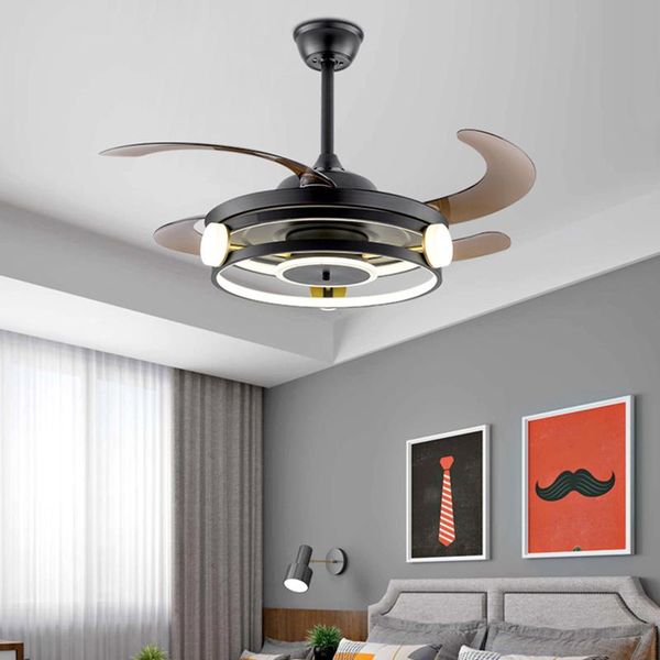 

ceiling fans nordic decorative led lamps chandelier fan bedroom with light and control