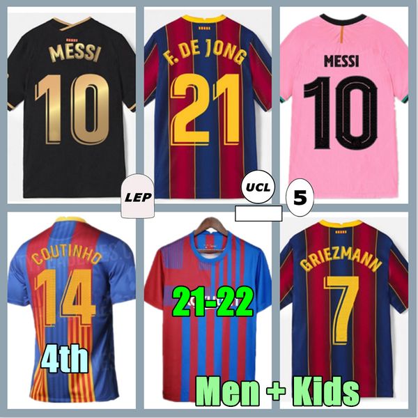 

2021 messi soccer jersey barca 21 22 camiseta de futbol pedri ansu fati 2022 griezmann f.de jong maillots de football shirt men kids kit, Black;yellow