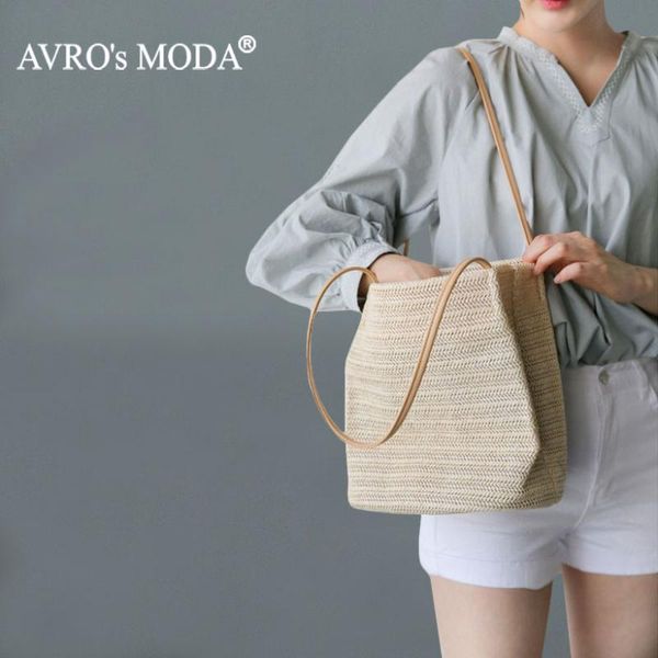 

evening bags avro's moda brand fashion handbags for women straw bucket shoulder ladies casual design woven rattan summer beach tote bag
