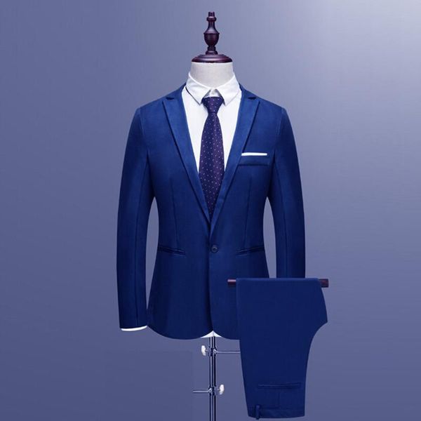 

men's suits & blazers 2021 design slim button suit pure color dress blazer host show jacket coat pant mens formal blazer#w, White;black