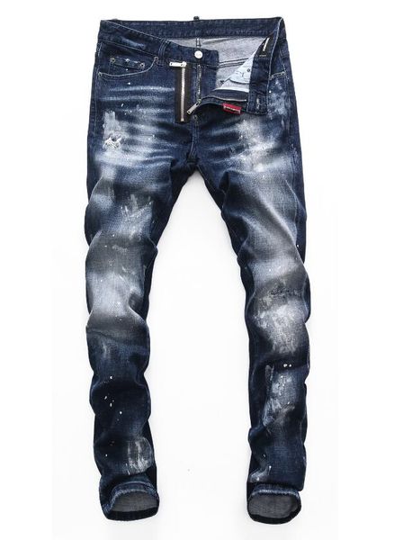 

2021 the latest fashion jeans and men's pants stylist tight holes slim boutique craft no.28-40#240, Blue